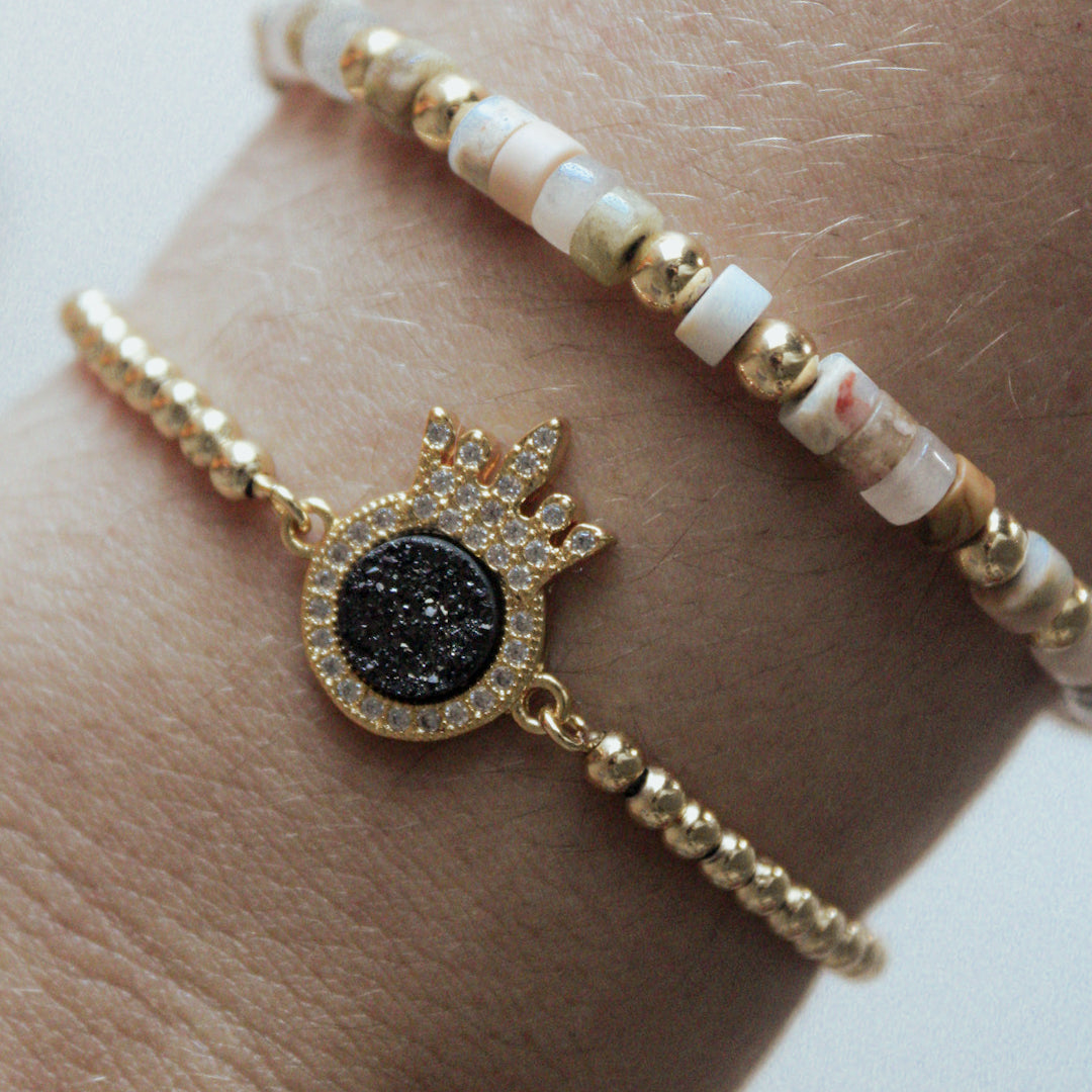 Zôros Crown Bracelet (Black Druzy)