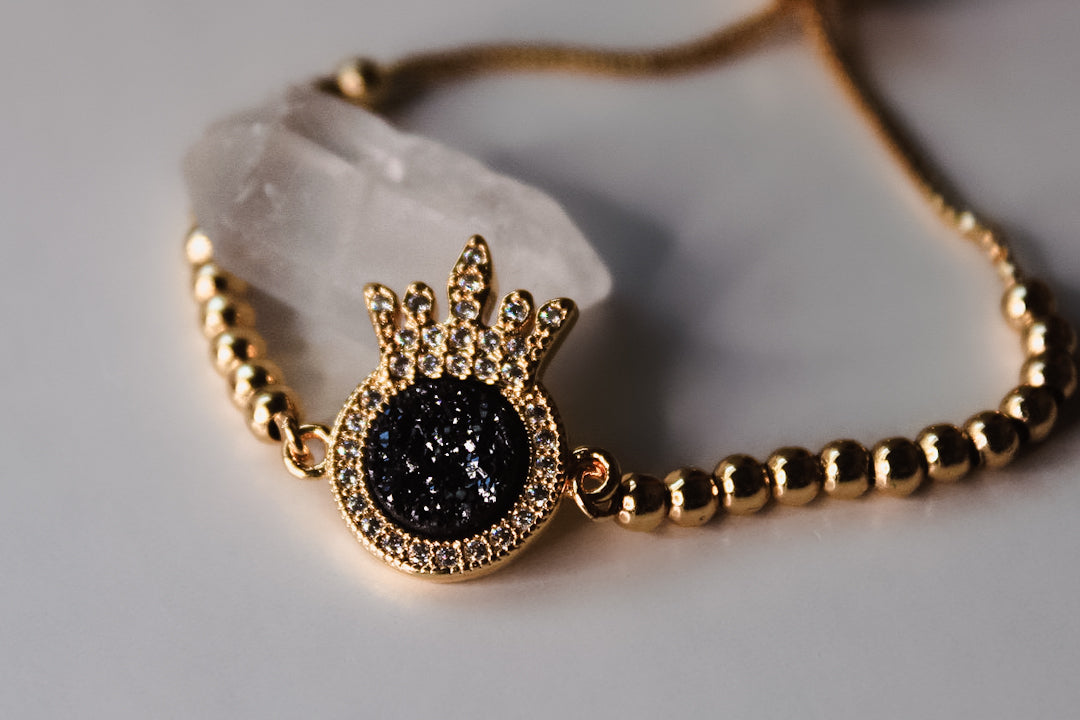 Zôros Crown Bracelet (Black Druzy)