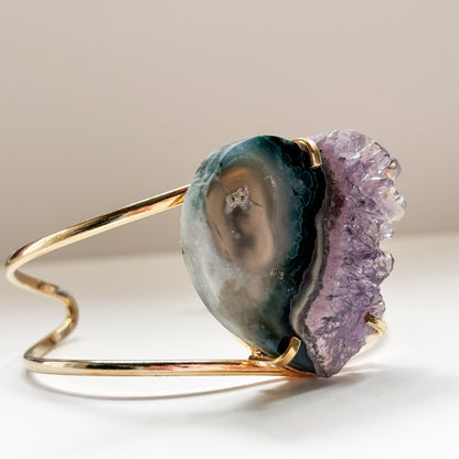 Heart Shaped Amethyst Adjustable Cuff — Bracelet