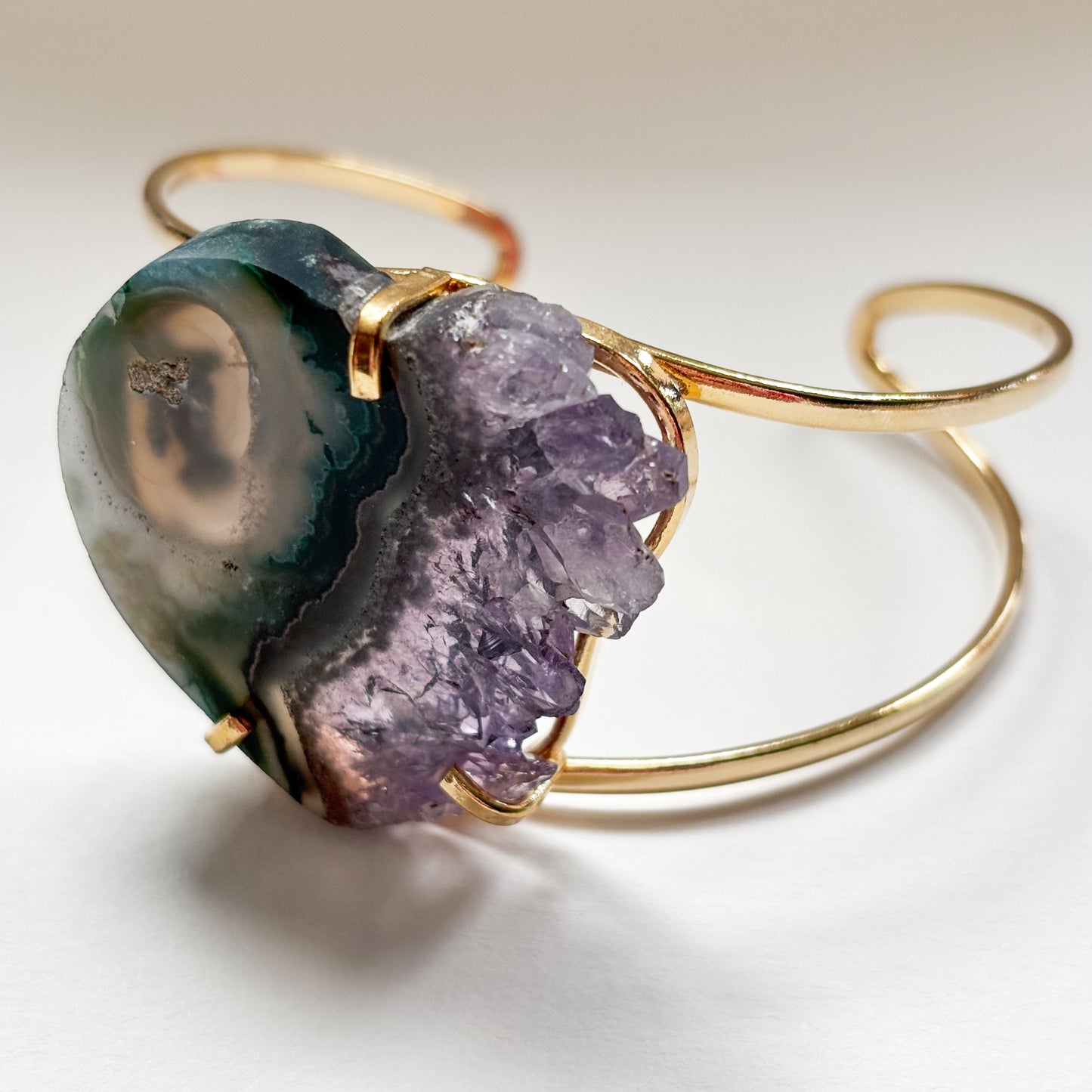 Heart Shaped Amethyst Adjustable Cuff — Bracelet