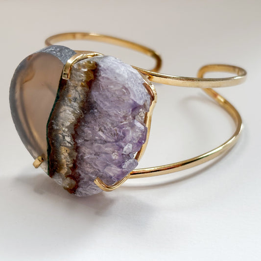 Heart Shaped Amethyst Adjustable Cuff — Bracelet