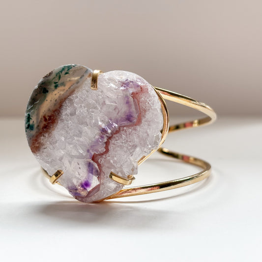 Heart Shaped Amethyst Adjustable Cuff — Bracelet