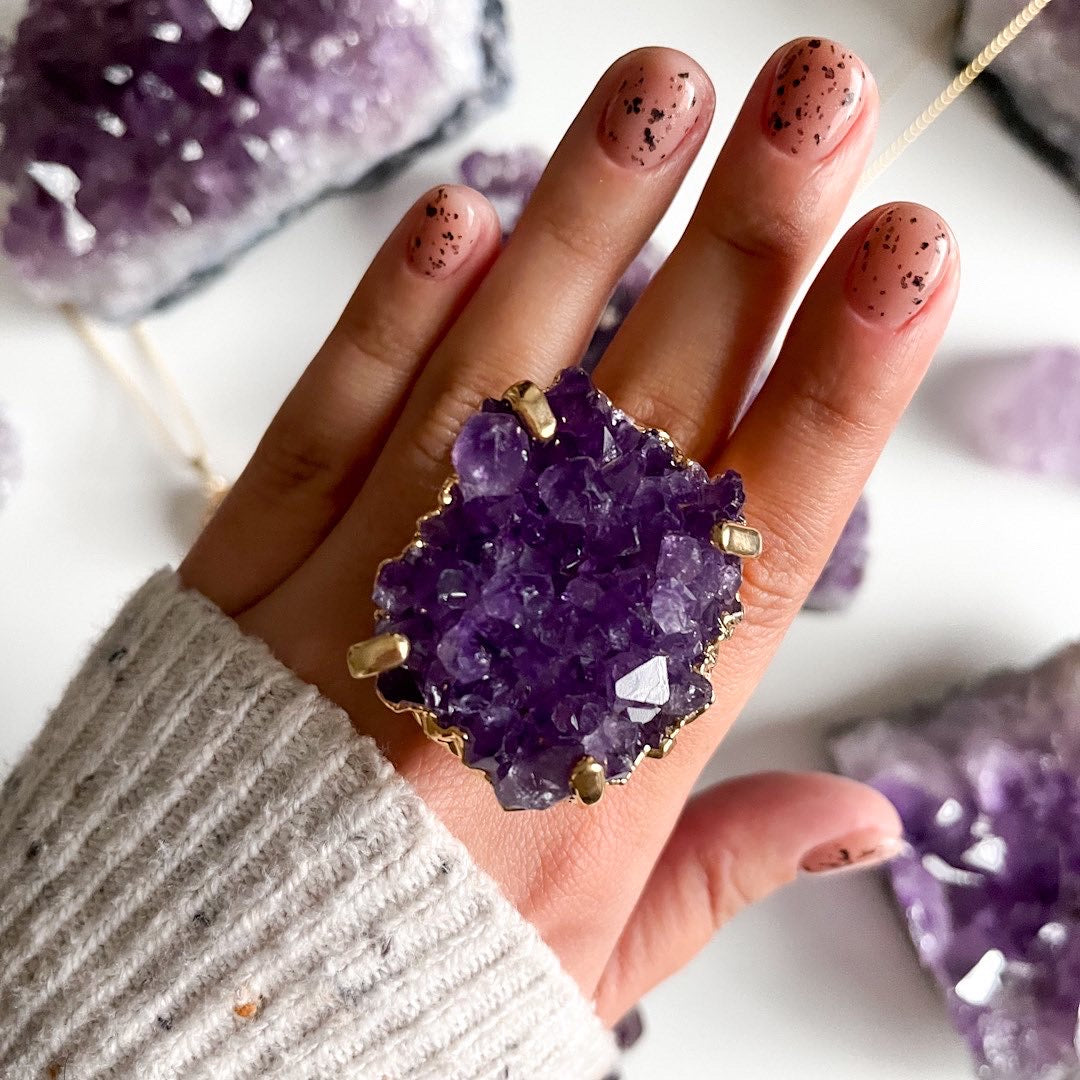 Brazilian Raw & Bold Amethyst “Diosa” Ring